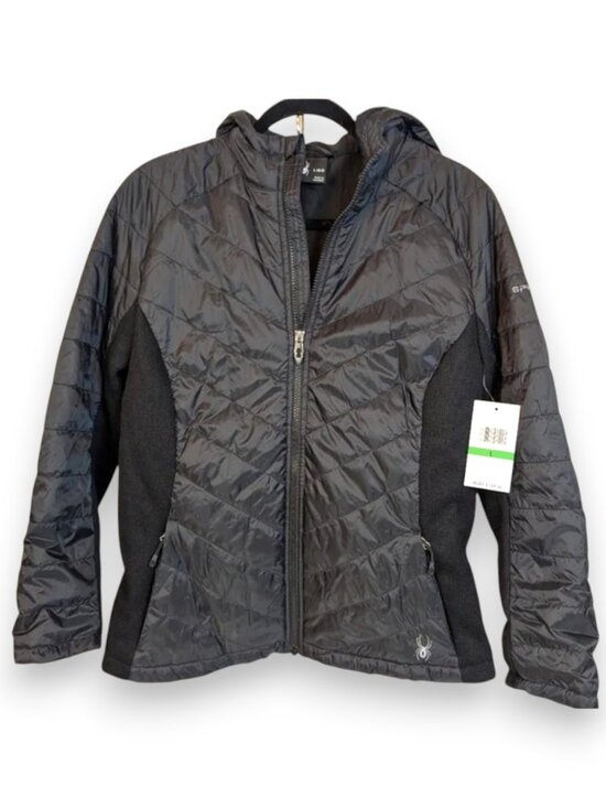 Spyder Jackets & Blazers - Spyder Therma Web Quilted Black Hooded Jacket Women Large
